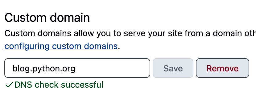 GitHub Pages custom domain settings