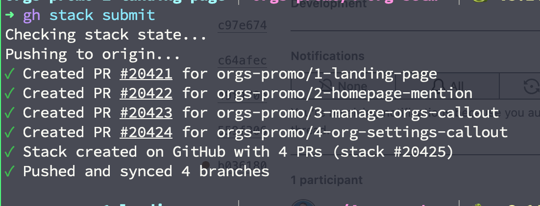 Pushing the stack to origin. All four PRs go at once!